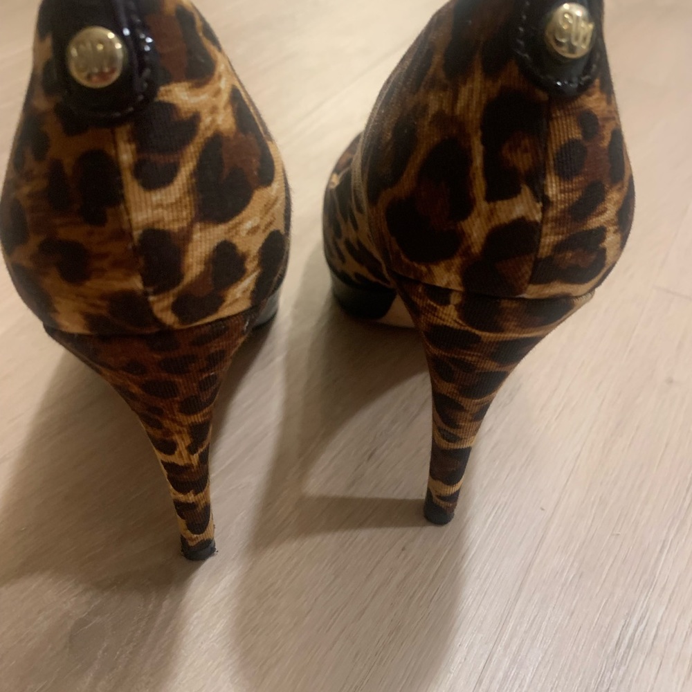Stuart Weitzman Leopard Print Open Toe Heel - image 5
